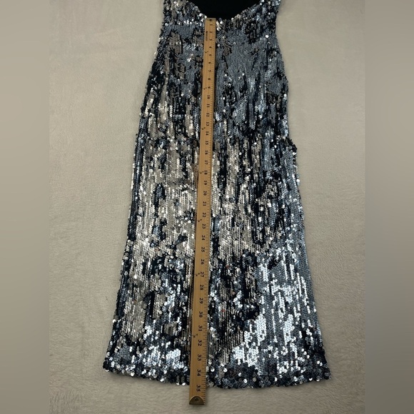 Dress The‎ Population S Cosmopolitan Blue Silver Metallic Spaghetti Strap Dress - Picture 4 of 13